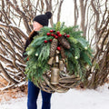 Farmhouse Christmas Wreath, Boho Wreath, Holiday Wreath - alternate angle