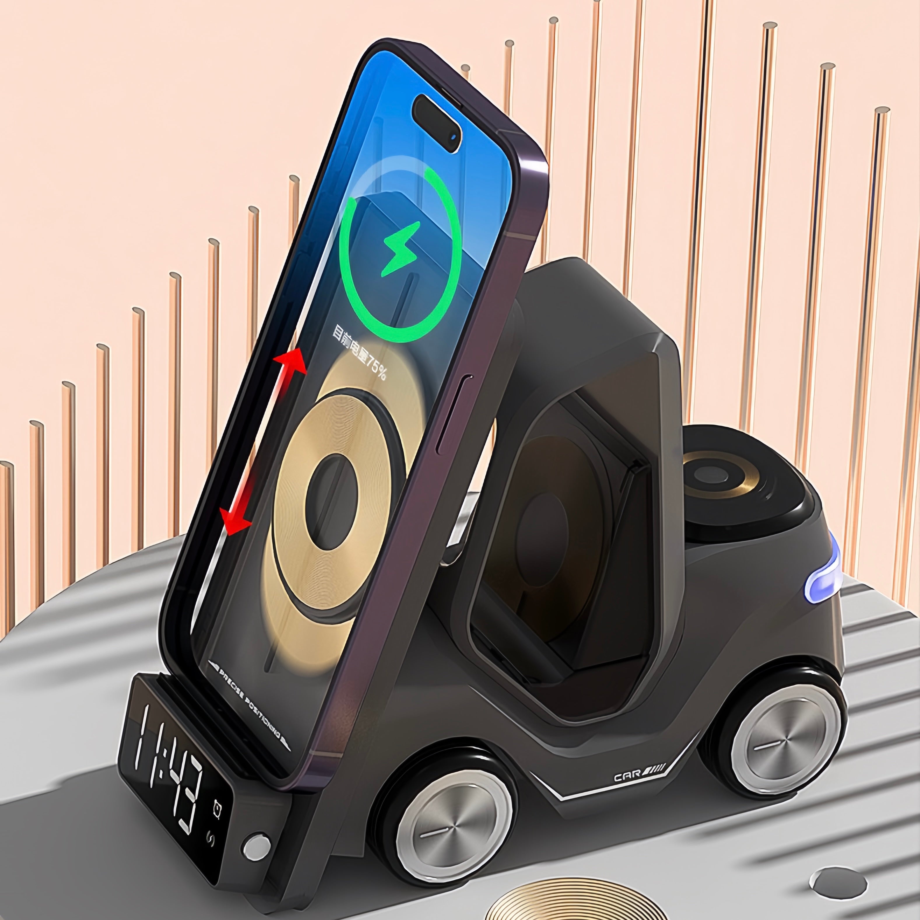 4 in 1 Forklift Fast Wireless Charging Station Dock for iPhone,, Wireless, iPhone
