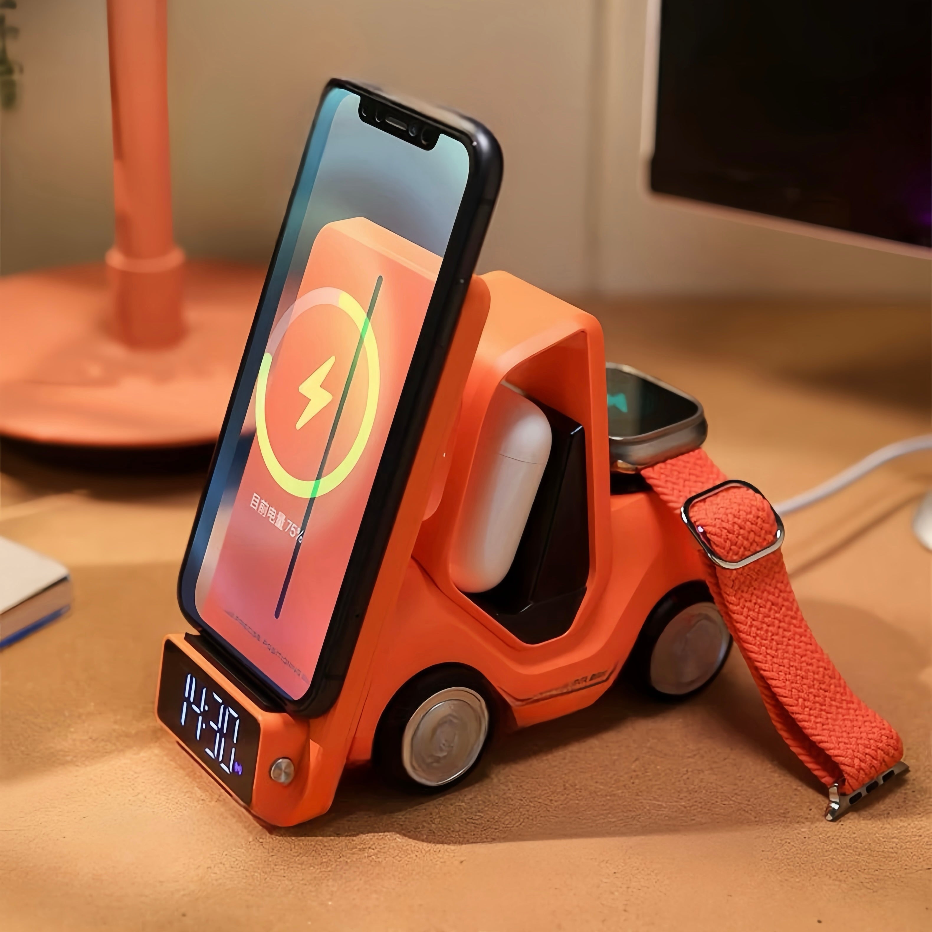 4 in 1 Forklift Fast Wireless Charging Station Dock for iPhone,, Wireless, iPhone - alternate angle