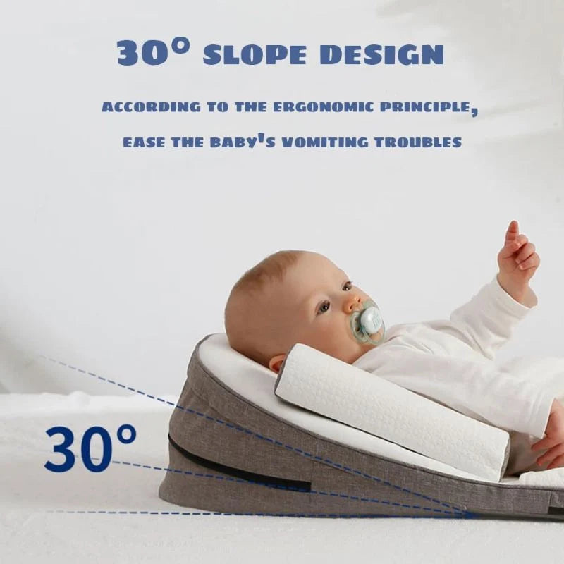 Baby Wedge Side Sleeping Pillow Bed Reflux Anti Roll Newborn Bed - in use