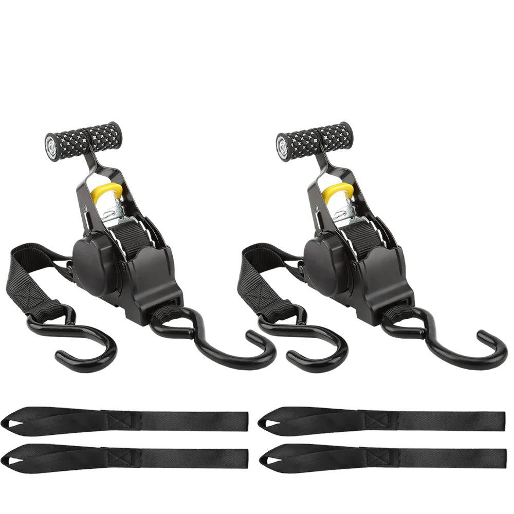 2-set Retractable Ratchet Straps - in use