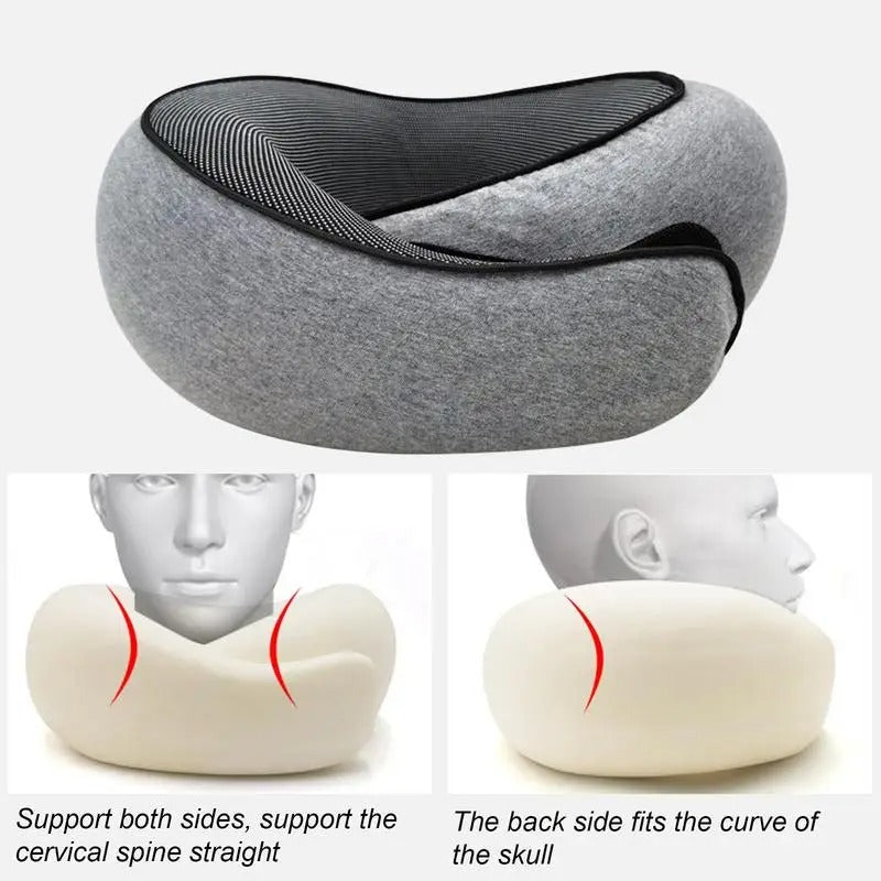 Ergonomic Travel Neck Pillow - Memory Foam Support for Airplane & Car - detail