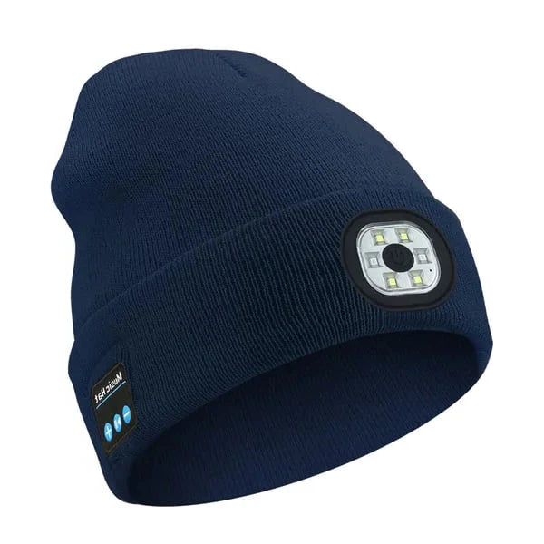 3-in-1 Bluetooth Beanie with Built-in Headphones and LED Headlamp - alternate angle