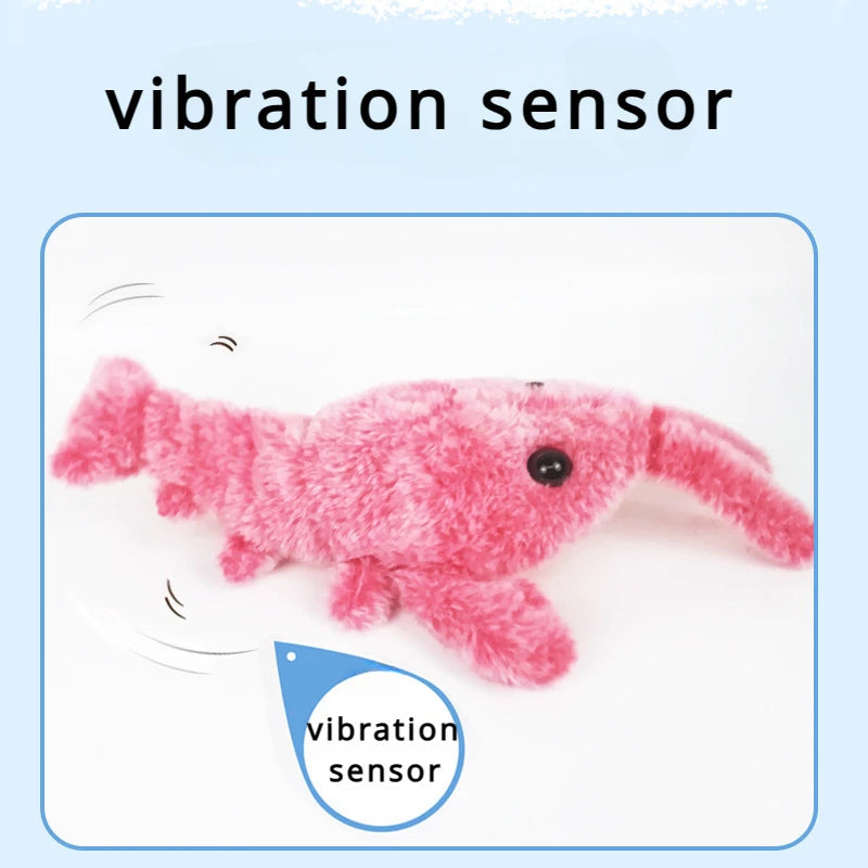Electric Jumping Shrimp Pet Toy - in use