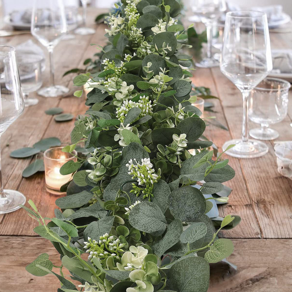 Elegant Decorative Faux Eucalyptus Garland - detail