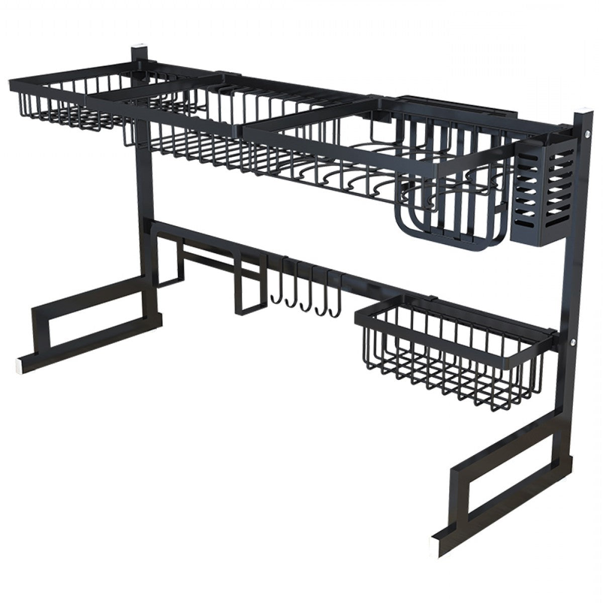34.6" Stainless Steel Over-the-Sink Dish Drying Rack - Black Finish - in use