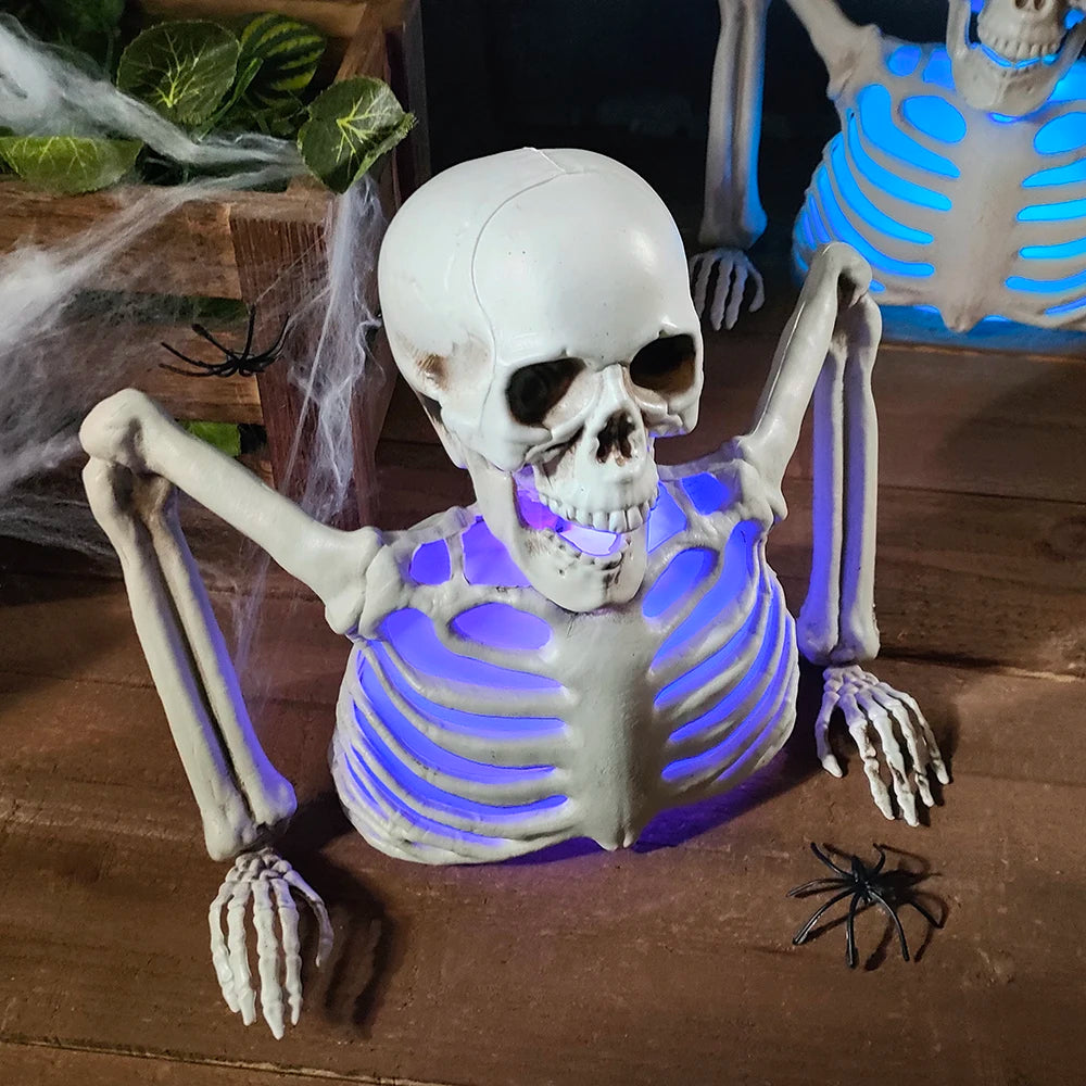 Glowing Skeleton Head Halloween Decoration - alternate angle