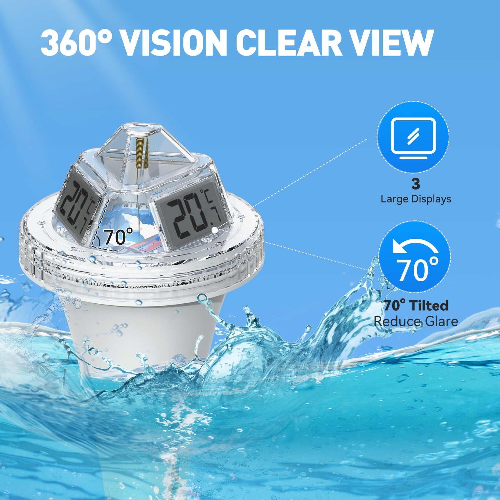 Wireless Pool Thermometer - Accurate Swimming Pool & Pond Temperature Monitor, Wireless