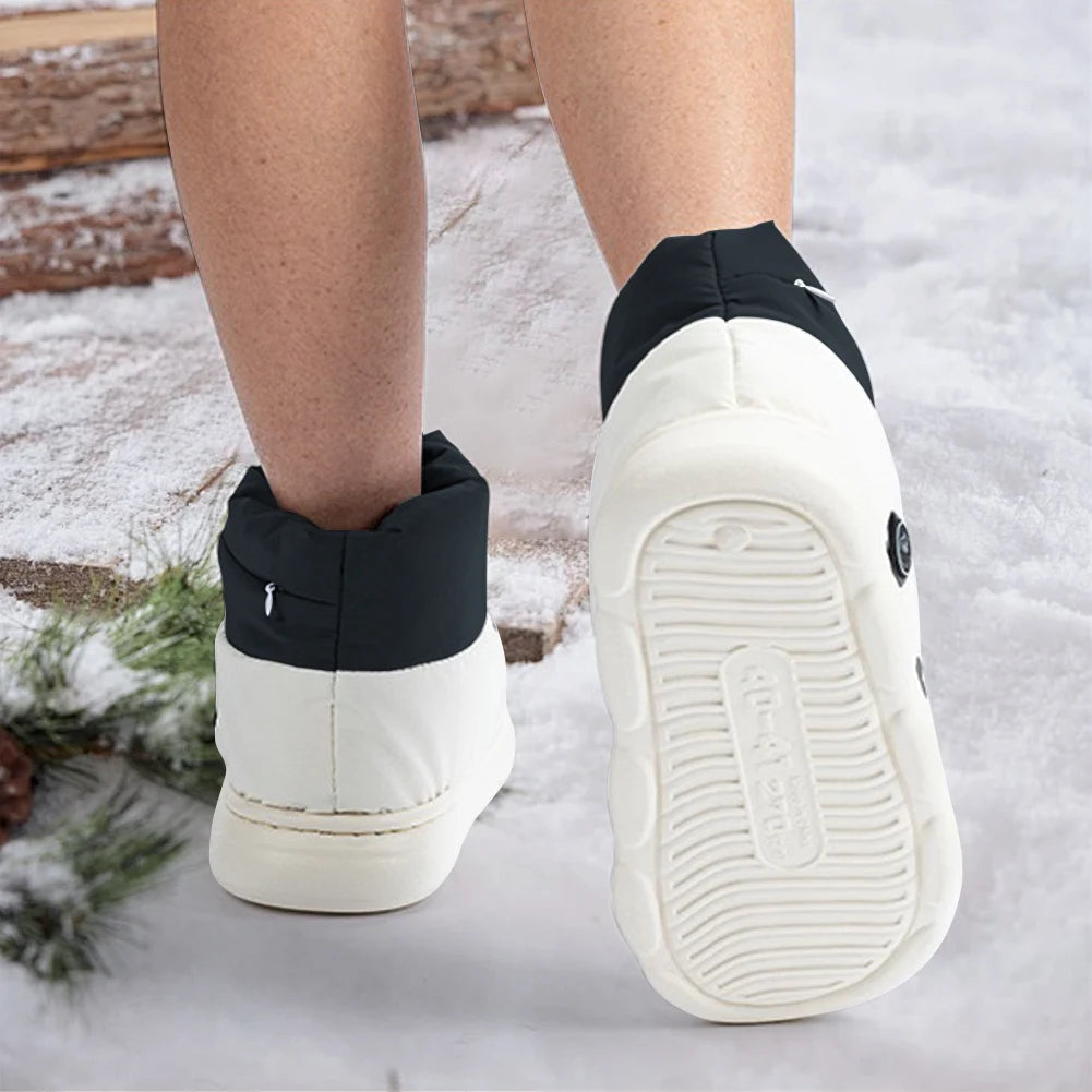 Heated Shoes with Adjustable Foot Warmers - in use