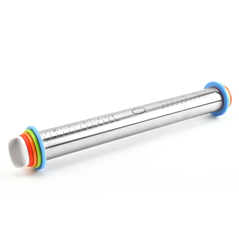 Adjustable Rolling Pin with Rings - in use