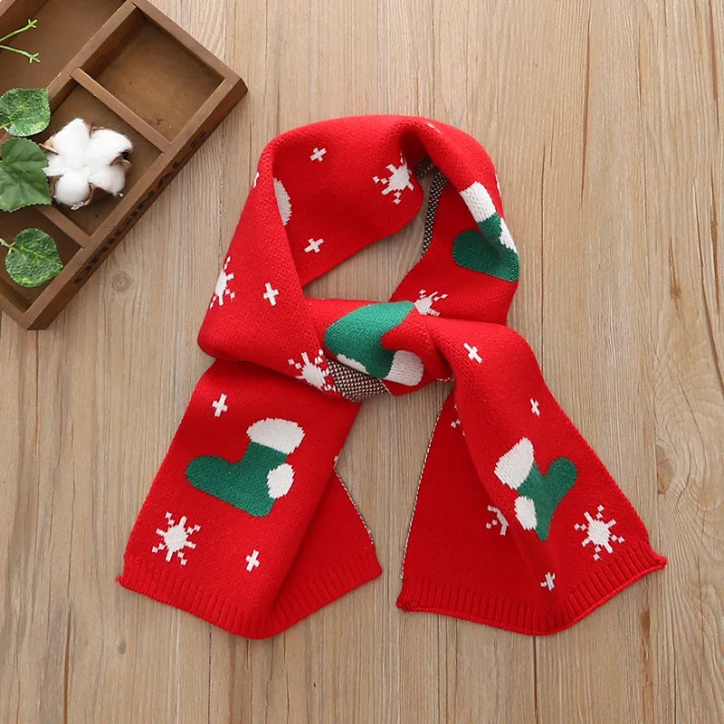 Cute Christmas Knit Scarf for Kids Winter - detail