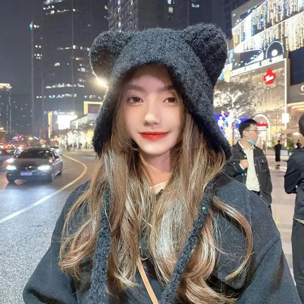 Cute Bear Ear Winter Hat - alternate angle