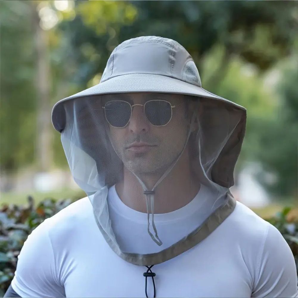 Breathable Sun and Mosquito Protection Wide Brim Hat - alternate angle