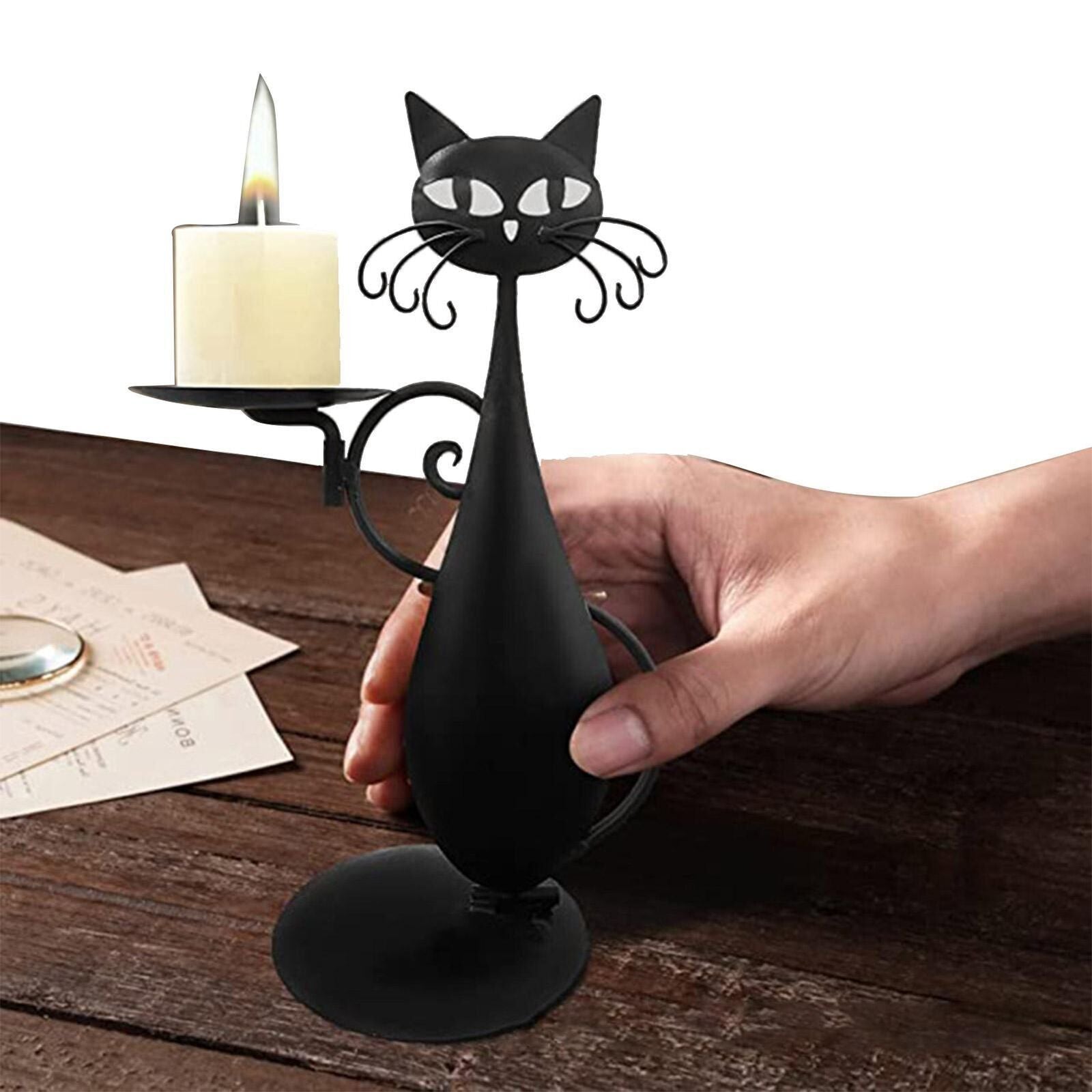 Black Cat Candle Holder - detail