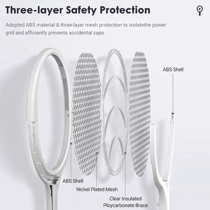 5-in-1 Rechargeable Bug Zapper Racket with USB-C Fast Charging - in use