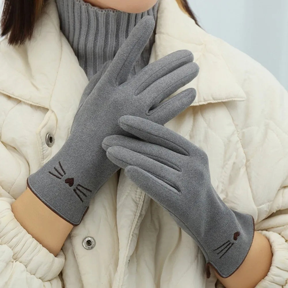 Cat Touchscreen Winter Gloves for Women - detail