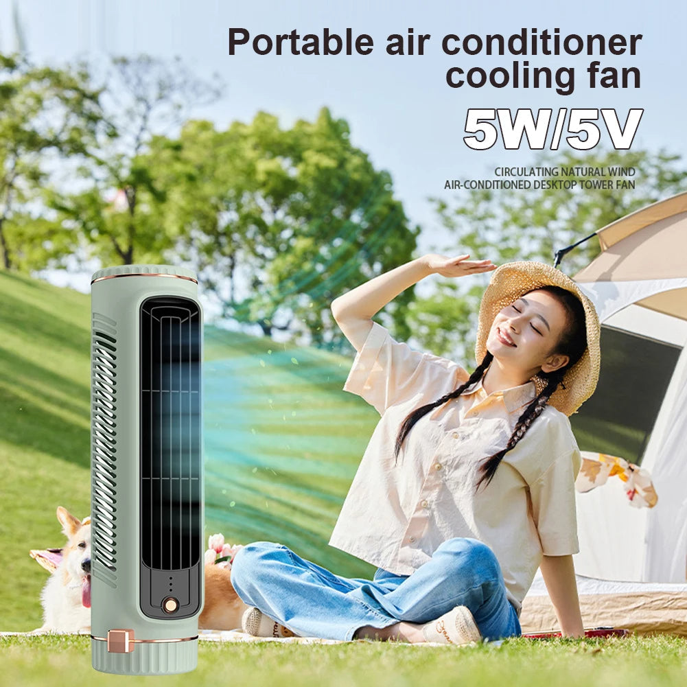 Bladeless Portable Air Conditioner Tower Fan - alternate angle