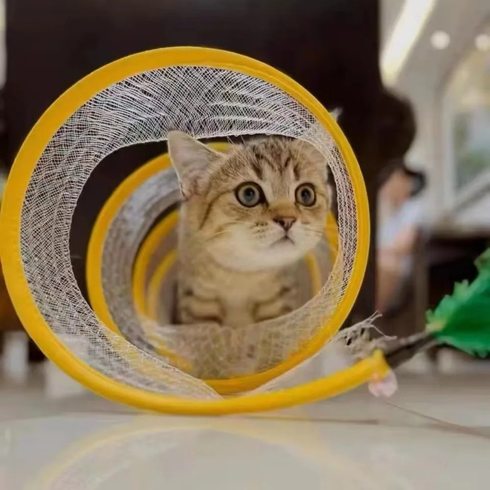 Collapsible S Type Interactive Cat Tunnel - in use