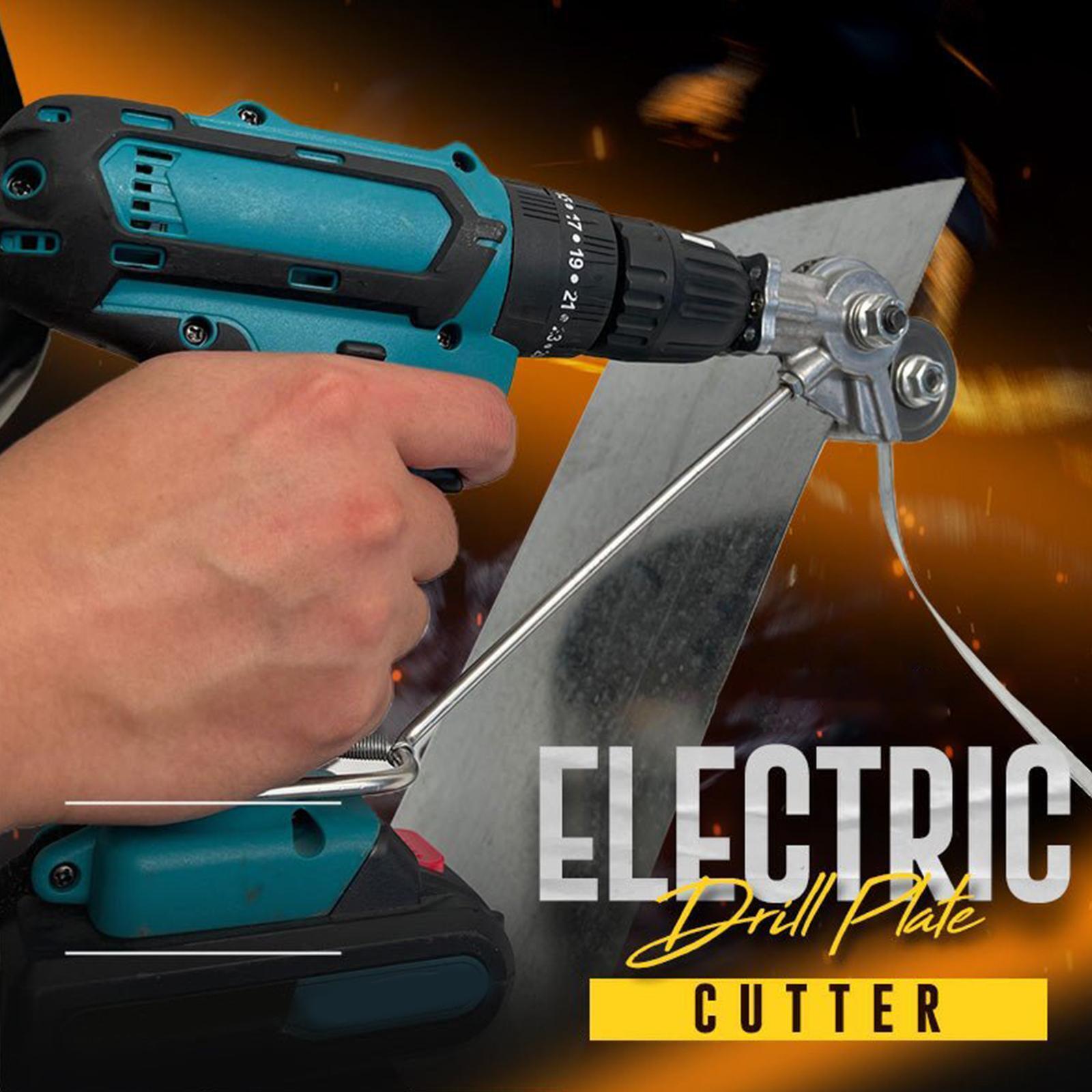 Electric Drill Plate Cutter - in use