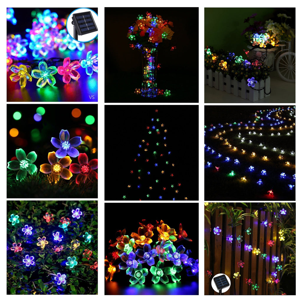 Solar Cherry Blossom Lights All Weatherproof - in use