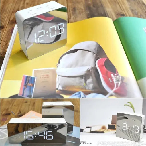 Digital Alarm Clock Smart Mirror Desktop Bedside Nightlight - detail