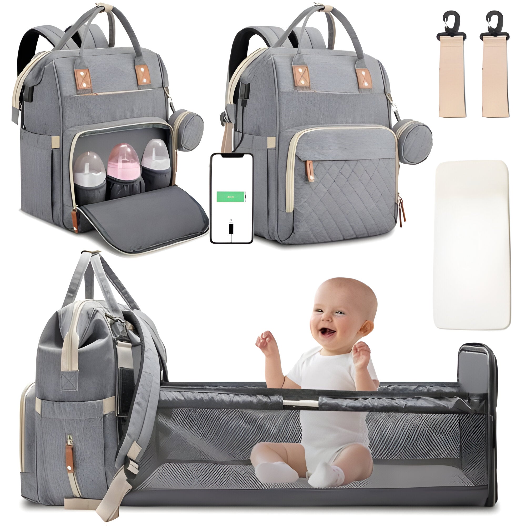 Changing bag - Travelling baby cot - alternate angle