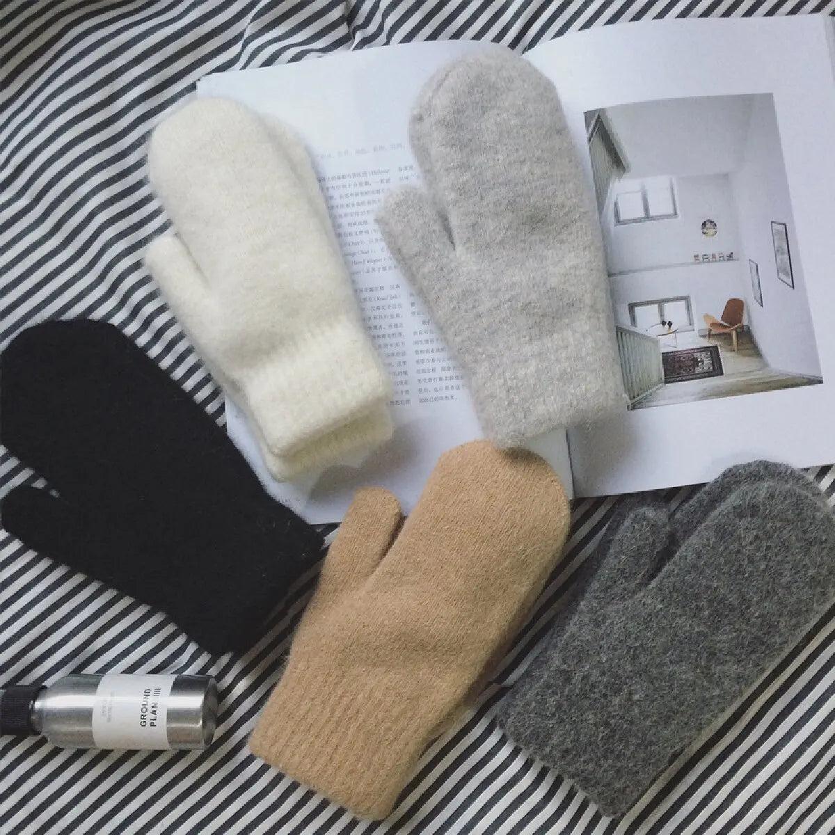Cashmere Knit Mittens Winter for Women - alternate angle