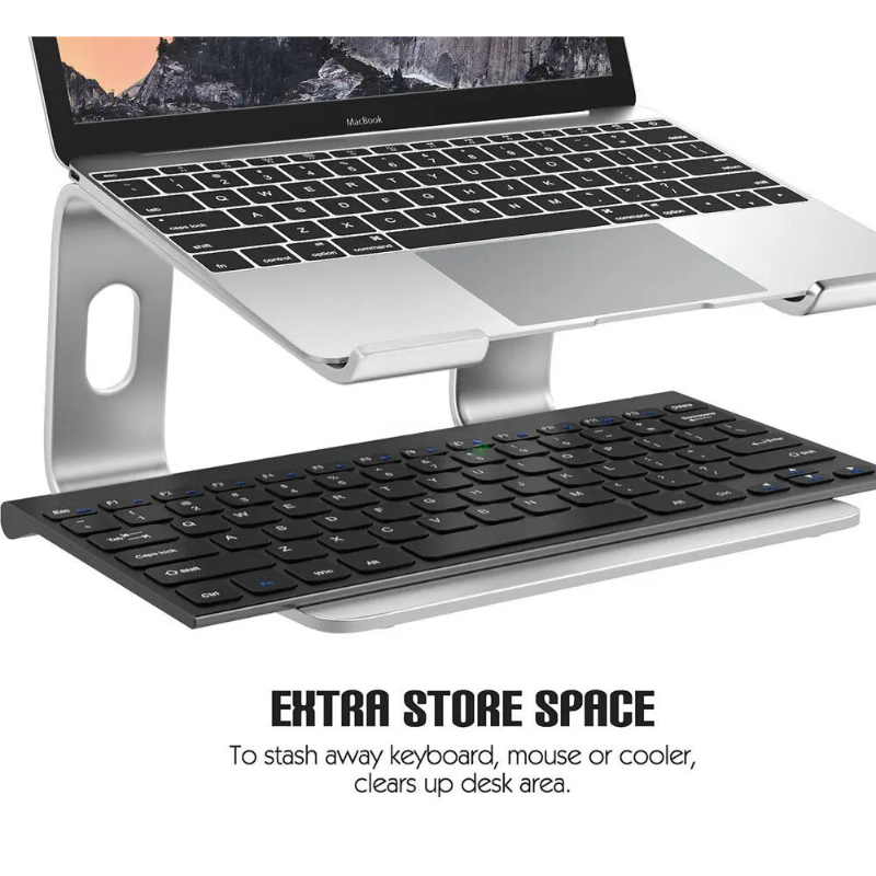 Aluminum Vertical Laptop Stand - in use
