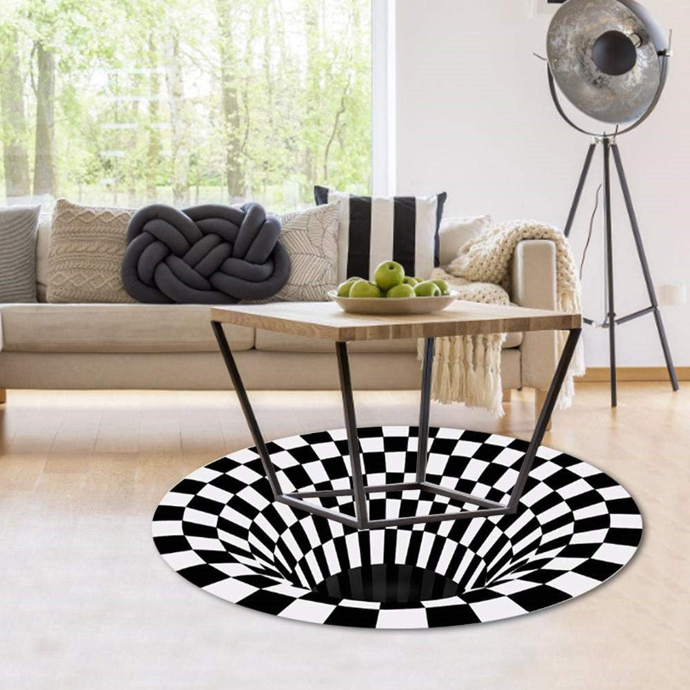 3D Vortex Illusion Rug - in use