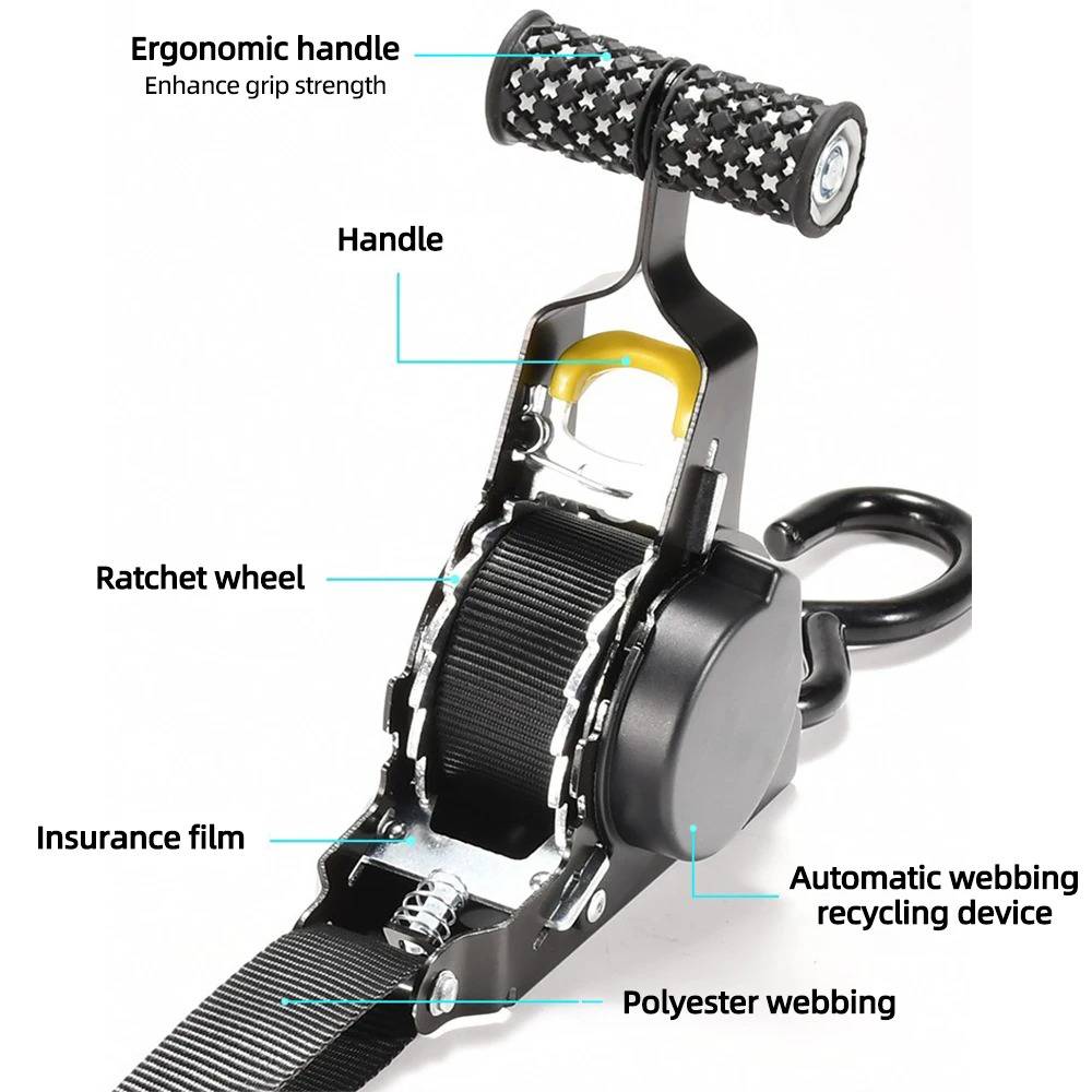 2-set Retractable Ratchet Straps - alternate angle