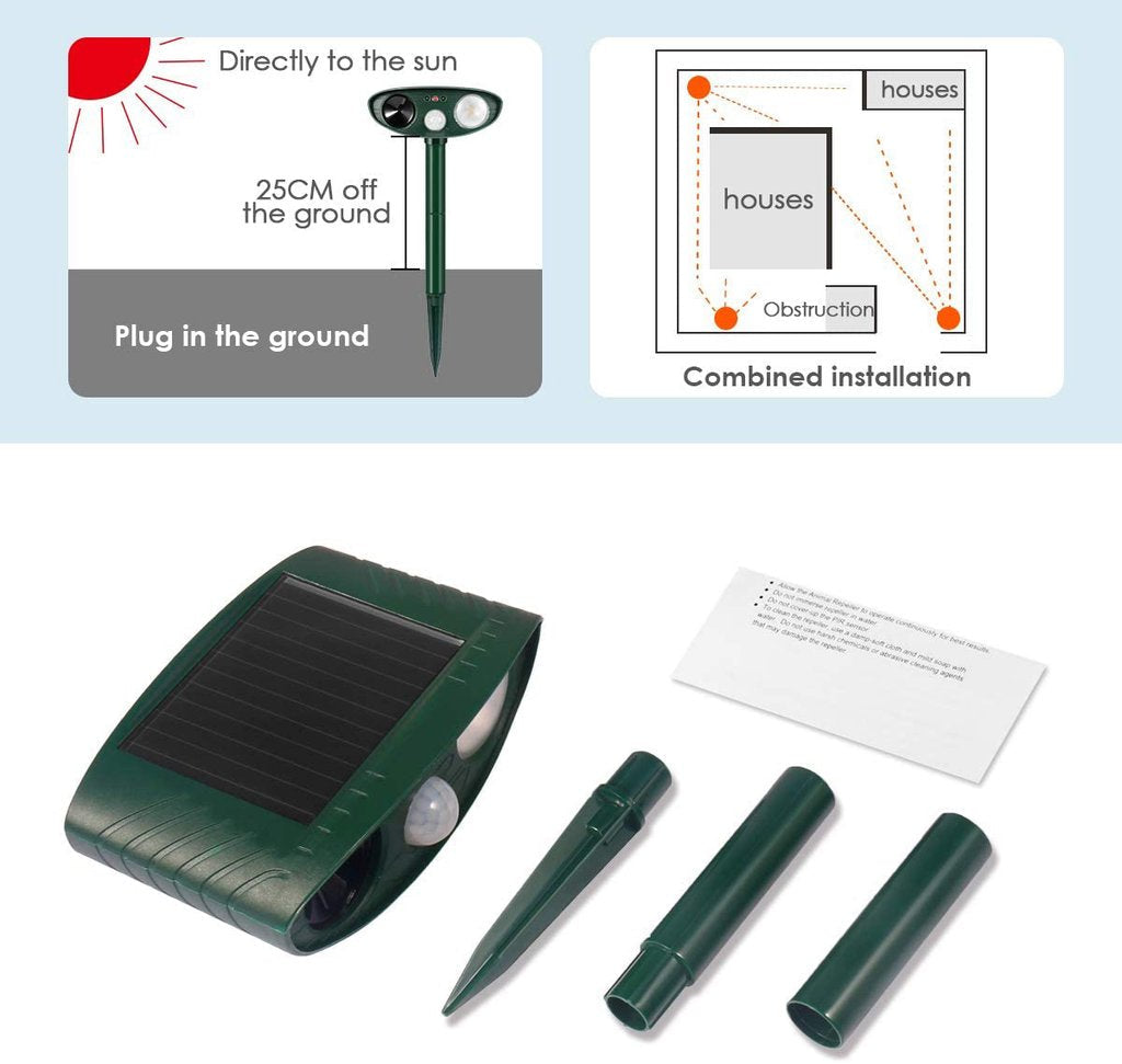 Dog Outdoor Solar Ultrasonic Repeller - Get Rid of Dogs in 48 Hours or It's Free - in use