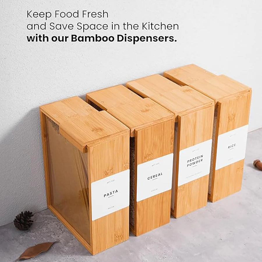 Bamboo Cereal Dispenser and Food Storage Container - alternate angle
