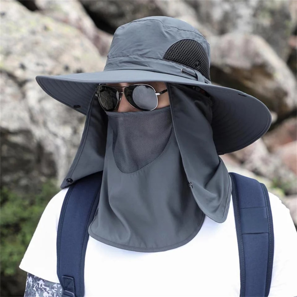 Breathable Wide Brim Outdoor Sun Protection Fishing Hat - alternate angle