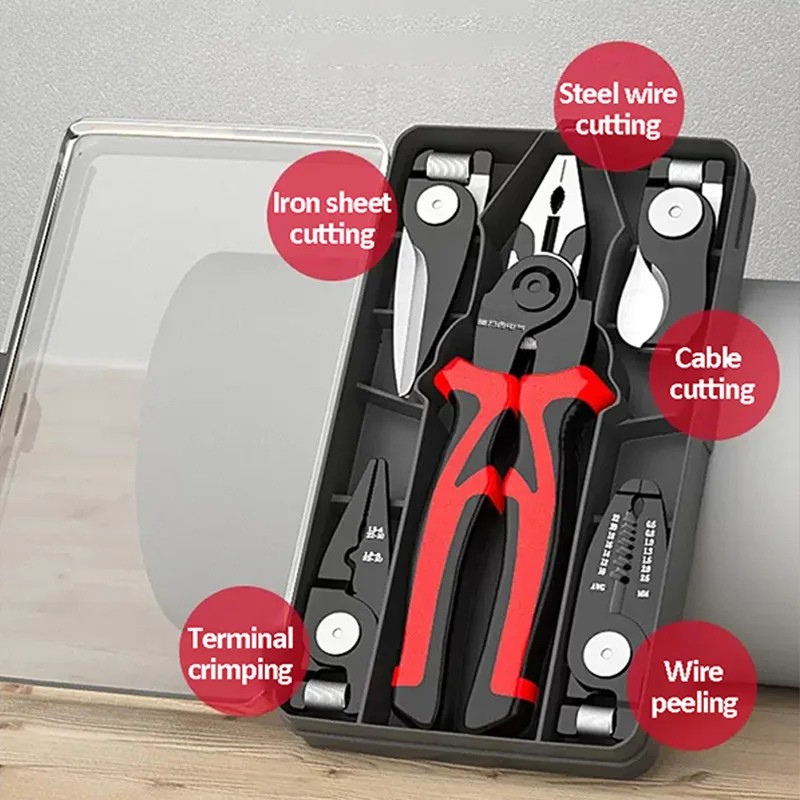 5-in-1 Wire Crimping Pliers Set with Interchangeable Heads - alternate angle