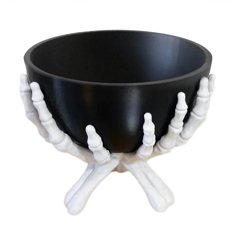 Gothic Skeleton Hands Halloween Candy Bowl - alternate angle