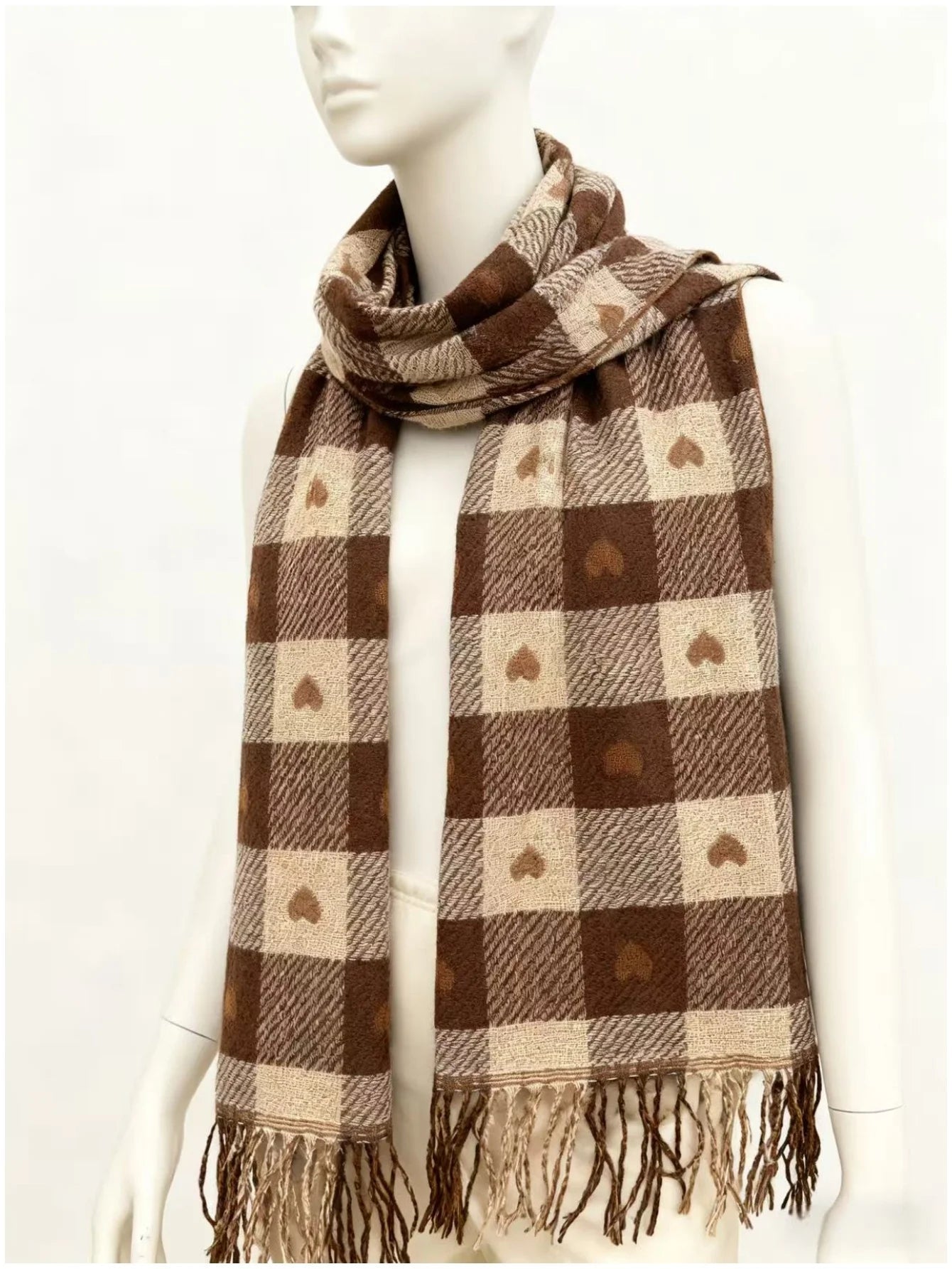 Cozy Checkered Winter Scarf Shawl - alternate angle