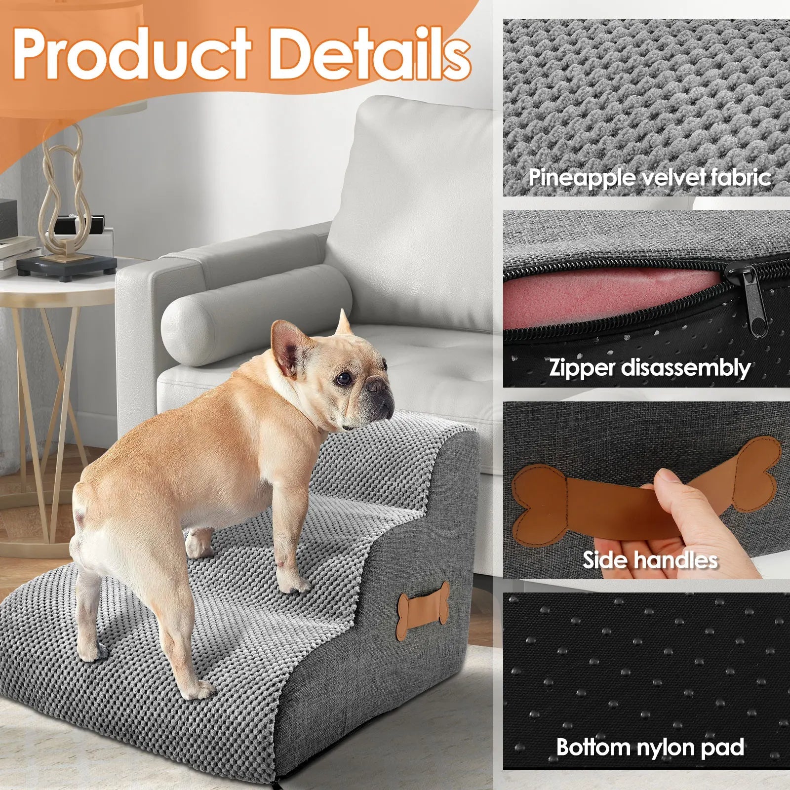 Dog Stairs for Bed - in use