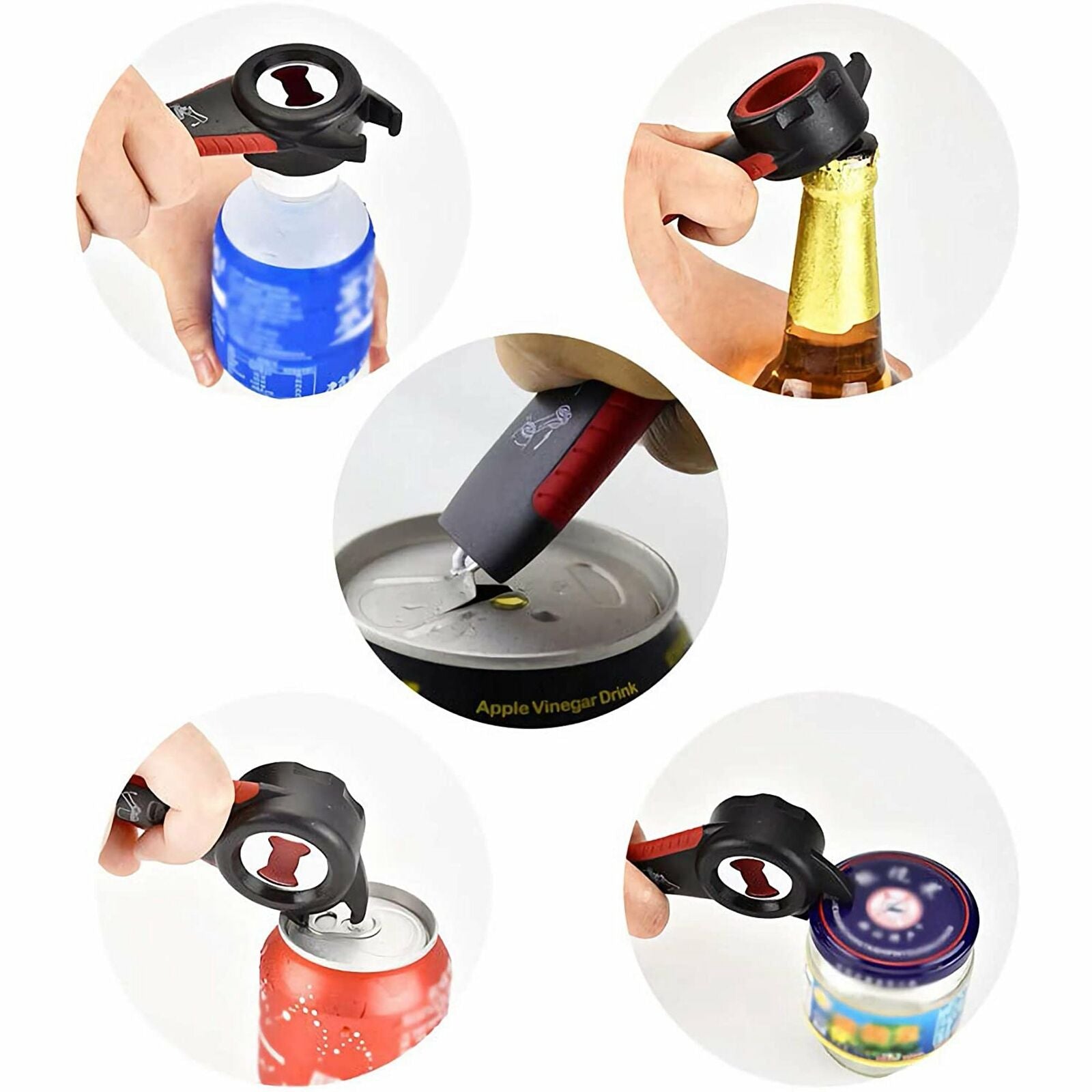 6-in-1 Multi Opener - Jar, Bottle & Can Opener with Easy-Grip Handle - in use