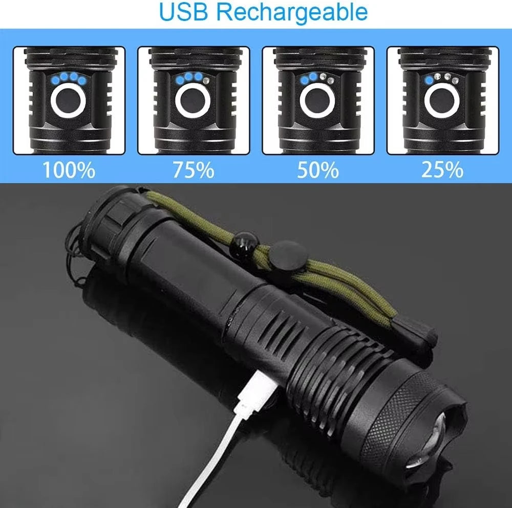 High Lumen Rechargeable Flashlight - alternate angle