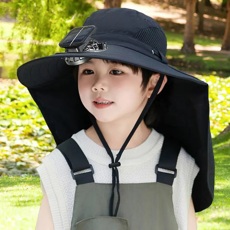 Adjustable Kids Solar Fan Hat - alternate angle