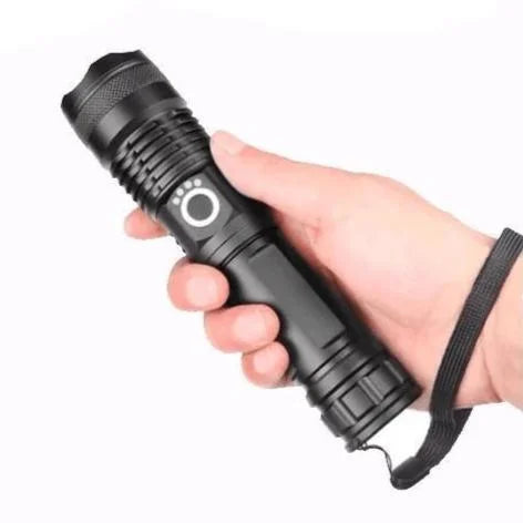 90,000 Lumens XHP50.2 Rechargeable LED Flashlight with Zoom, USB - detail