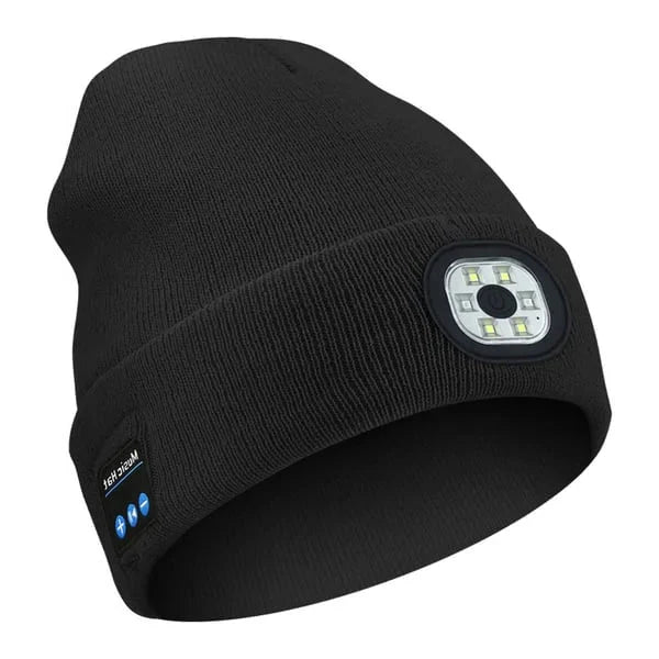 3-in-1 Bluetooth Beanie with Built-in Headphones and LED Headlamp
