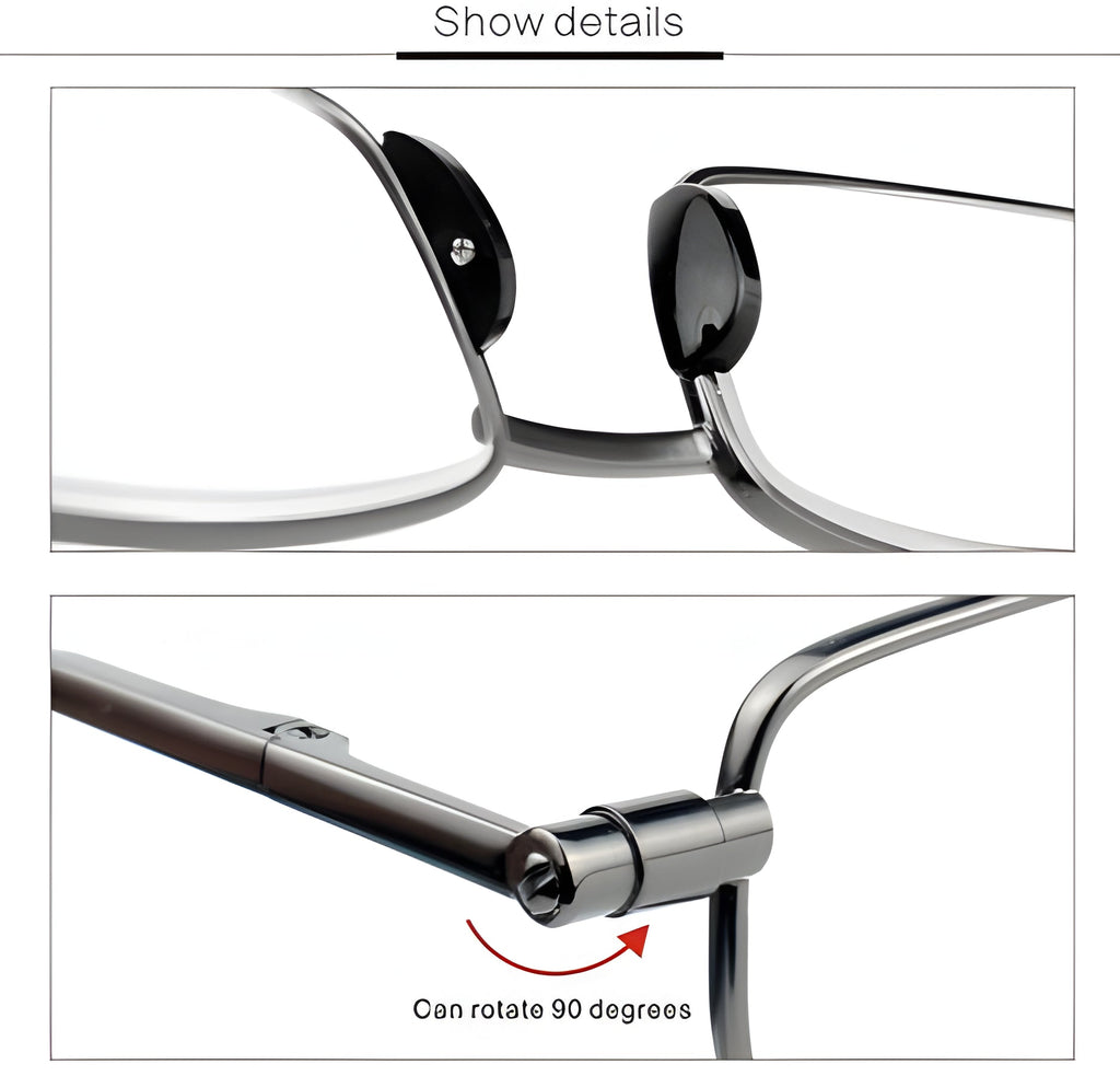 Compact Mens & Ladies Folding Reading Glasses - detail