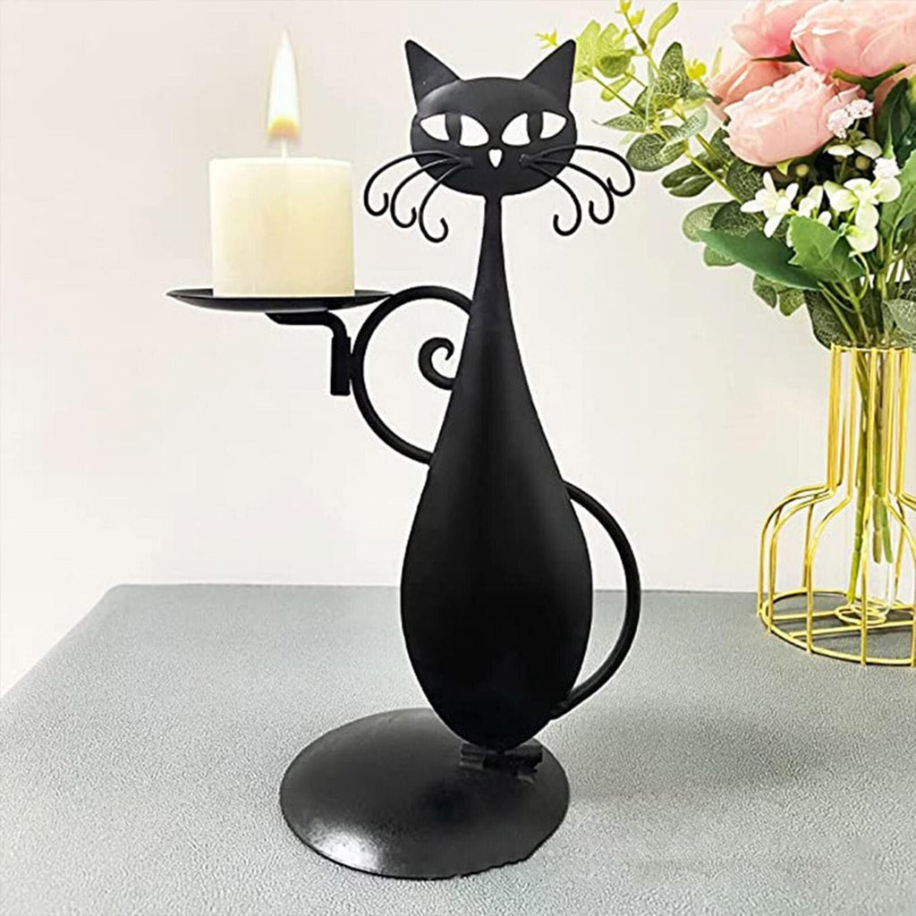 Black Cat Candle Holder - detail