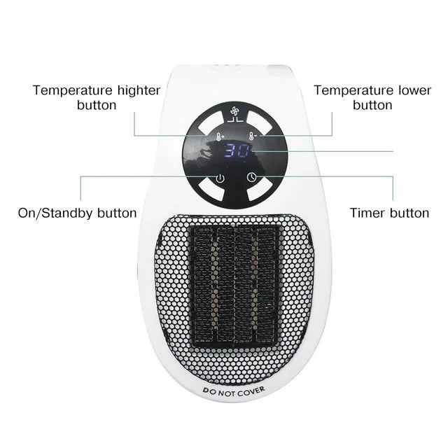 500W Mini Portable Electric Heater with Timer, Remote & Quiet Fan - in use