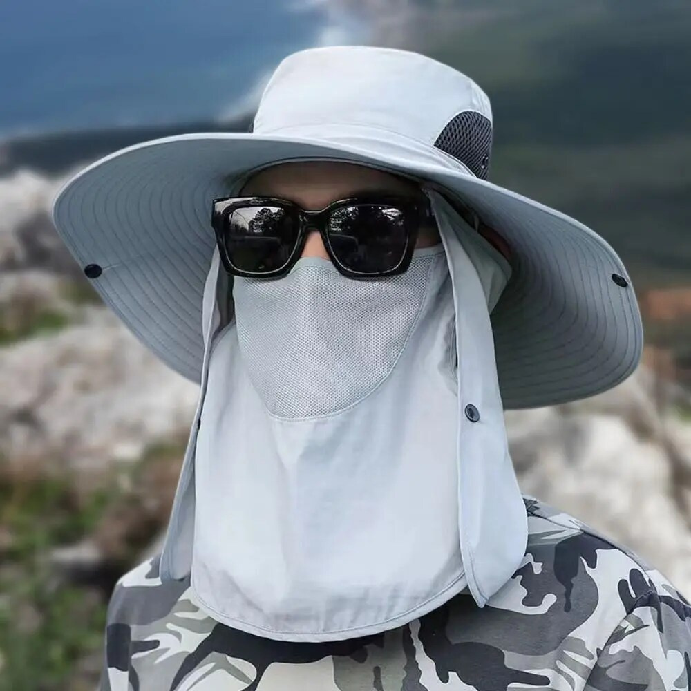 Breathable Wide Brim Outdoor Sun Protection Fishing Hat - alternate angle