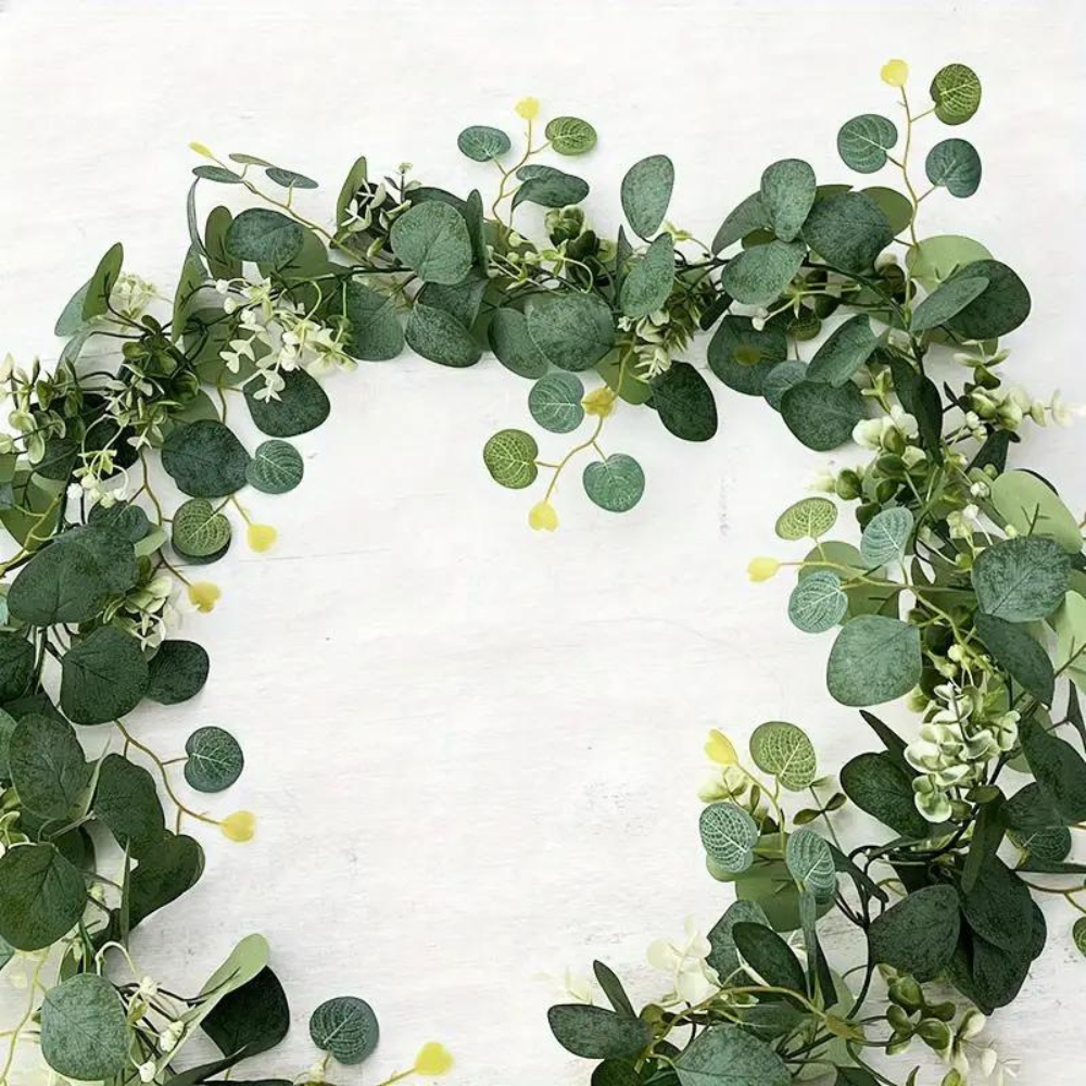 Elegant Decorative Faux Eucalyptus Garland - in use