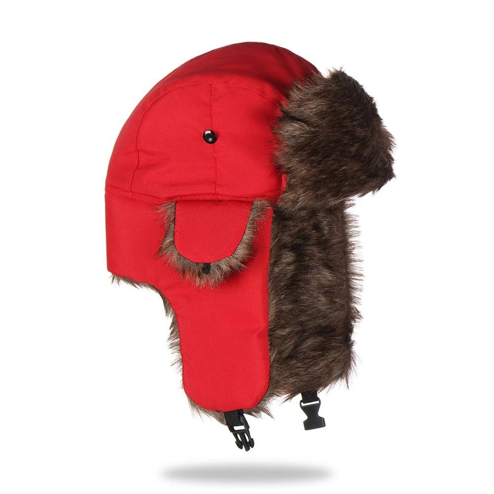 Cozy Faux Fur Winter Earflap Aviator Ski Hat - in use