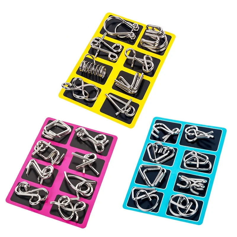 8-Piece Metal Puzzle Ring Set - Brain Teaser Toys for Kids & Adults - detail