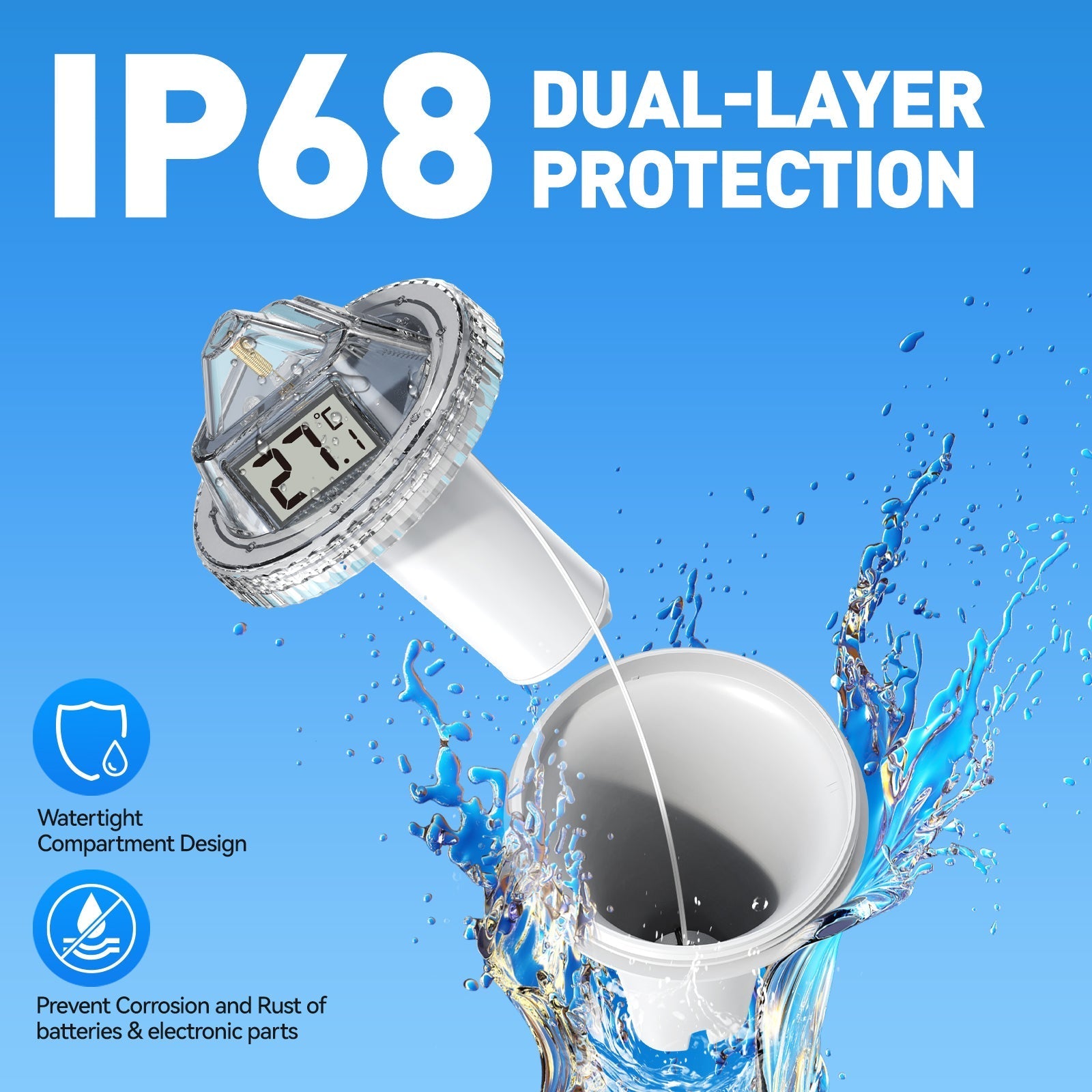 Wireless Pool Thermometer - Accurate Swimming Pool & Pond Temperature Monitor, Wireless
